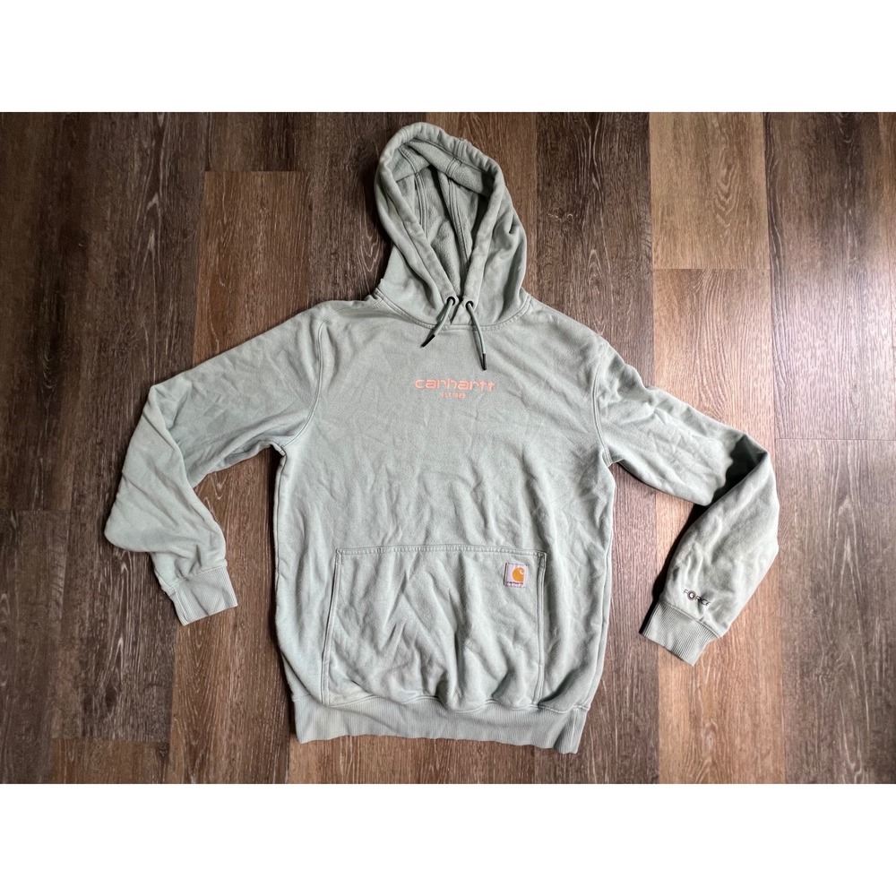 Carhartt Force‎ Hoodie Mens Small Sage Green Relaxed Fit Graphic Sweatshirt 1125